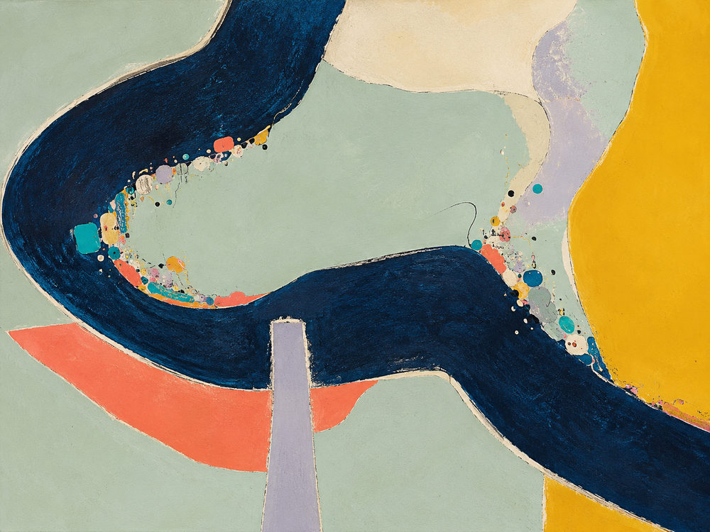 confetti river: navy river, confetti bead collage, mint mustard coral modern