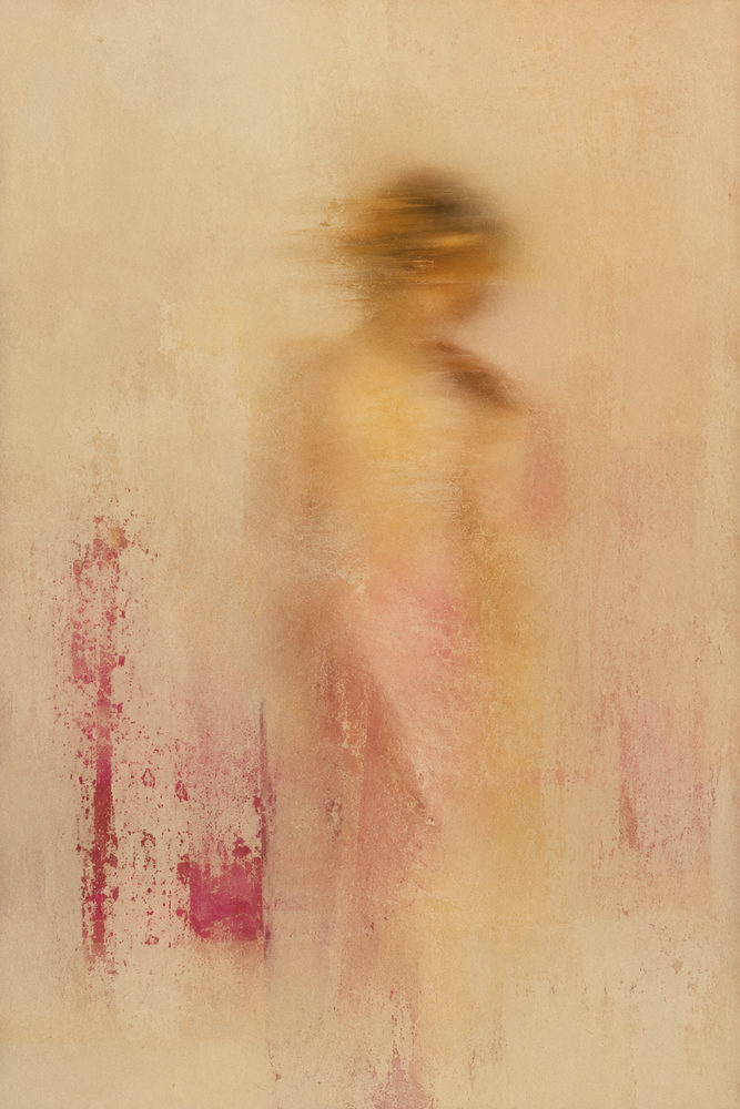 muted figure: muted blush & cream, dreamy female nude, calm bedroom