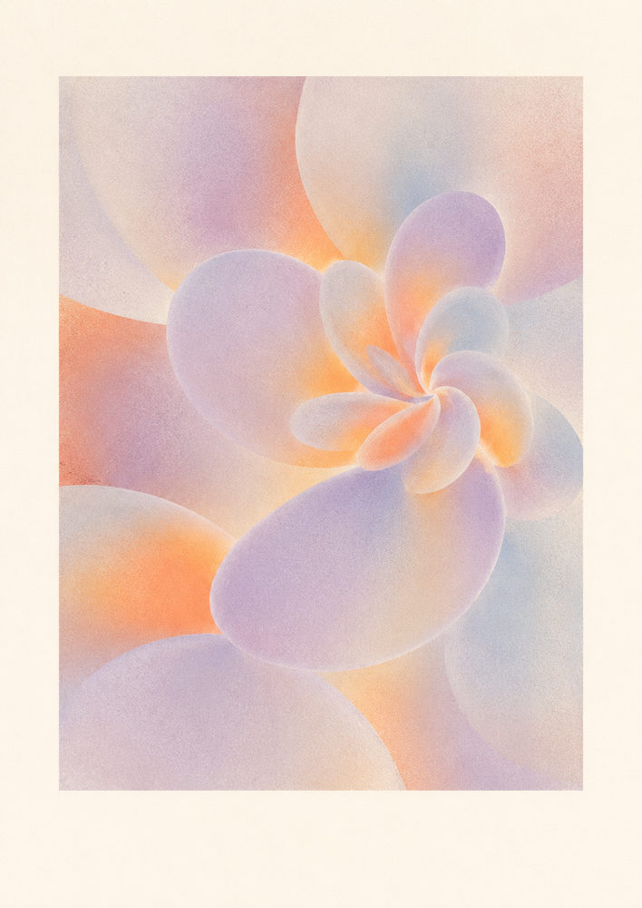 pastel bloom: soft bloom, dreamy airbrush flower, calm pastel bedroom