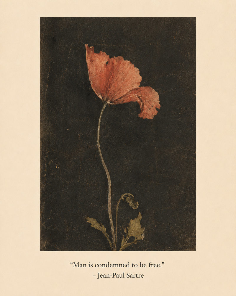 sartre botanical: vintage botanical, sartre quote, dark moody library