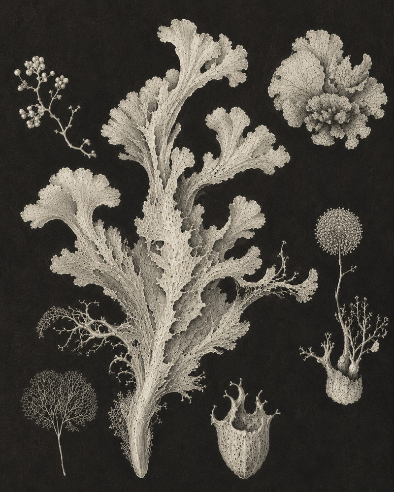 seaweed study: vintage natural history, sepia algae, dark academia botanical