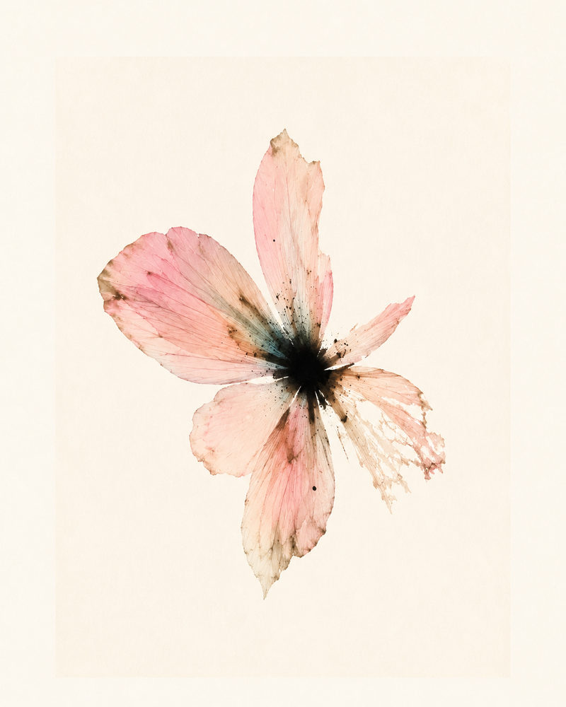 watercolor flower: colorful swirl, modern gestural, minimalist ribbon