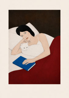 woman and cat